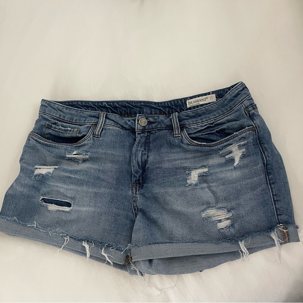Blank NYC Women's Ripped Jean Shorts - Blue